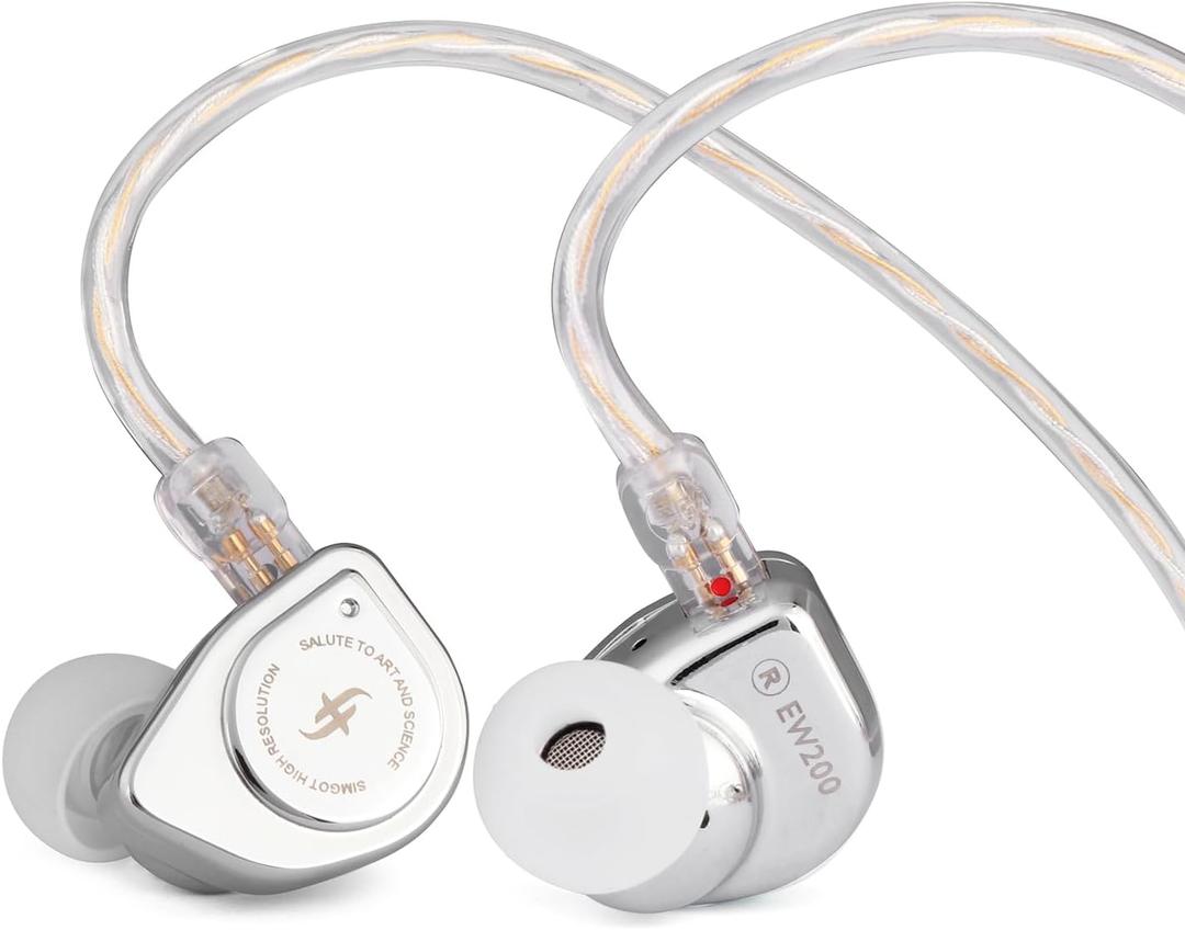 Linsoul SIMGOT EW200 10mm SCP Diaphragm Dynamic Driver in-Ear Earphones with All Metal Body, Detachable 0.78mm 2pin Silver-Plated OFC Cable for Audiophiles Musicians (EW200 Without Mic)