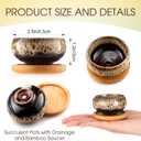 24 Pcs Ceramic Succulent Pots 2.5 Inch Small Plant Pots Indoor with Drainage and Bamboo Saucers Colorful Succulent Flower Planters for Garden Plants Home Decor(Round,1.2 Inch H)