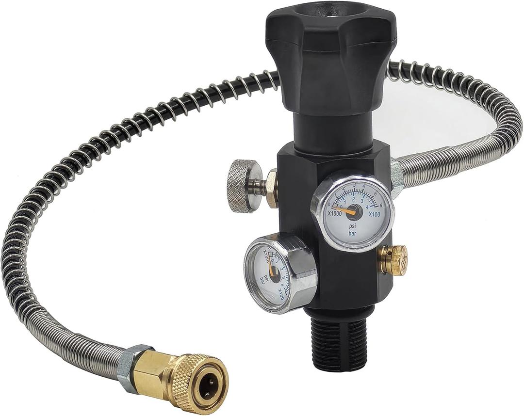 4500Psi 300Bar Fill Station Charging Valve Dual Gauge with 24" Inch High Pressure Hose