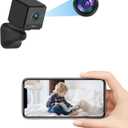 Smhawk Small Indoor Camera, 2K FHD WiFi Camera, Mini Home Security Camera, Cloud & SD Storage Security Camera, Motion Detection Alarm Device, Auto Night Vision, Upgraded Stable Stand; Black