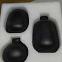 Black Ceramic Vase Set of 3, Minimalist Decor, Home Decorative Vase, Modern Ribbed Vases, Black Vase Set for Kitchen, Bedroom, Office, Living Room, Bathroom, & Shelf Centerpiece Table Decoration