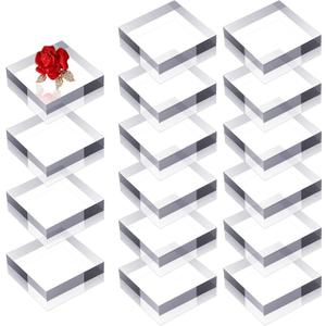 16 Pcs Clear Acrylic Display Blocks 2 x 2 x 0.8 Inch Polished Square Acrylic Cube Jewelry Display Stand Holder Base for Ring Showcase, Collectibles, Figurines