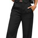 CHICME Women's 2 Piece Outfit Thick Strap Button Front Tank Top with Wide Leg Pants Casual Outfit Sets-bk-S