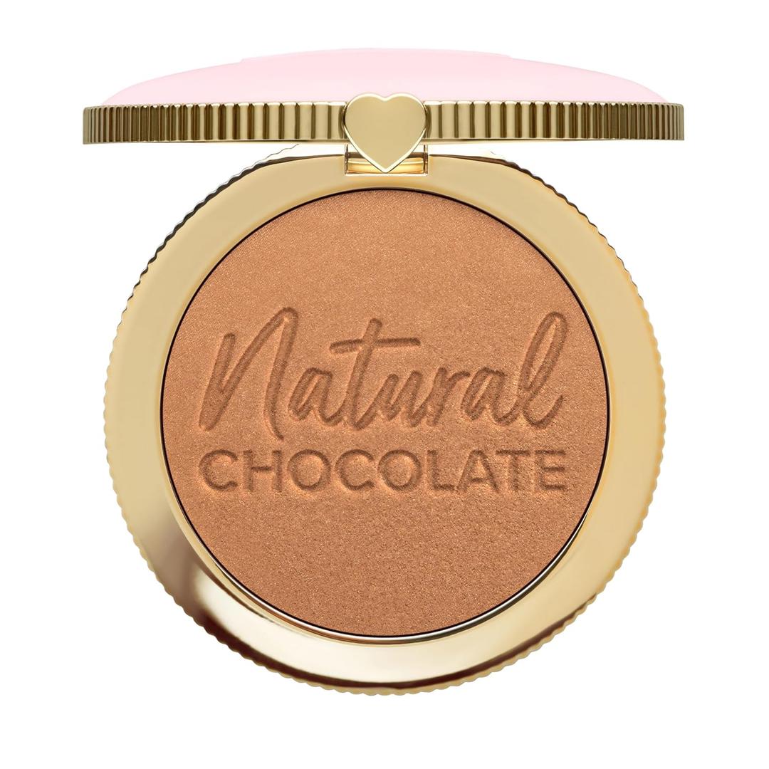 Too Faced Natural Chocolate Bronzer | Sheer-to-Medium Coverage with Natural Finish + Sun Kissed Glow (01 Golden Cocoa (Light Golden Bronze))