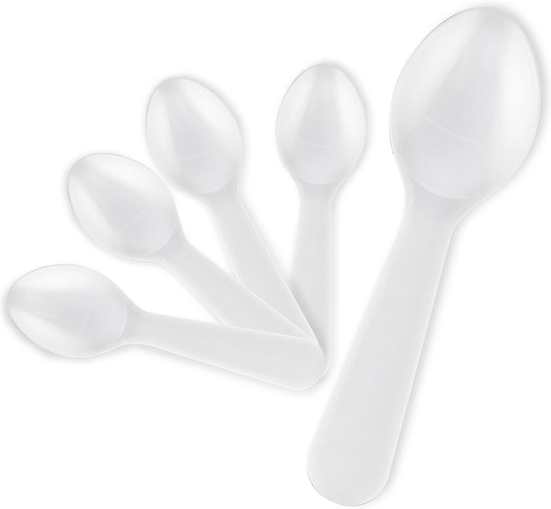 Stock Your Home 400 Count 3-Inch Plastic Mini Taster Spoons - Perfect for Sampling, Desserts, and Parties, Disposable and Durable Utensils