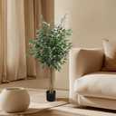 XBrand 47.2-Inches Two-Tone Variegated Artificial Ficus Tree in Pot for Indoor Outdoor Home Office Store, Great Housewarming Gift