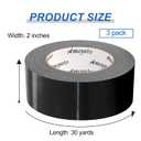 3 x Heavy Duty Waterproof Duct Tape for Industrial & Outdoor Use - 3 Rolls x1.88 x30 Yards, Tear-Resistant, Professional Grade Black Duct Tape