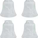 Aspen Creative 23030-4 Transitional Alabaster Bell Shape Ceiling Fan Glass Shade 2-1/8" Fitter, 4-3/4" D x 4-3/4" H, 4 Pack