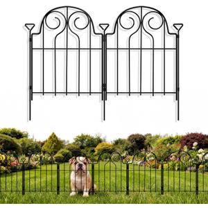Decorative Garden Fence 17in x20ft, 20 Panels Rustproof Metal No Dig Fence Animal Barrier, Arched Flower Bed Edging Ornamental Wire Border Panel Fencing for Yard Patio Outdoor Decor