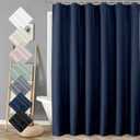 Aiyufeng Moga Extra Long Navy Blue Shower Curtain 96 Inch Long, Embossed Texture Fabric Bathroom Shower Curtain, Large Hotel Bath Curtain with 12 Holes, 72Wx96H, Dark Blue