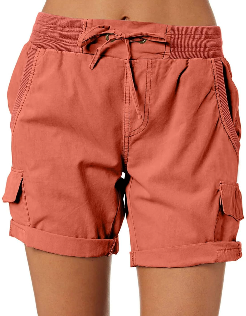Dokotoo Womens Relaxed Fit High Waist Casual 4 Pocketed 2025 Hiking Outdoor Summer Shorts S