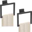 2-Piece Towel Ring - Thicken SUS 304 Stainless Steel Towel Holder, Towel Racks for Bathroom, Square Modern Design Hand Towel Holder, Contemporary Hand Towel Bar - Matte Black