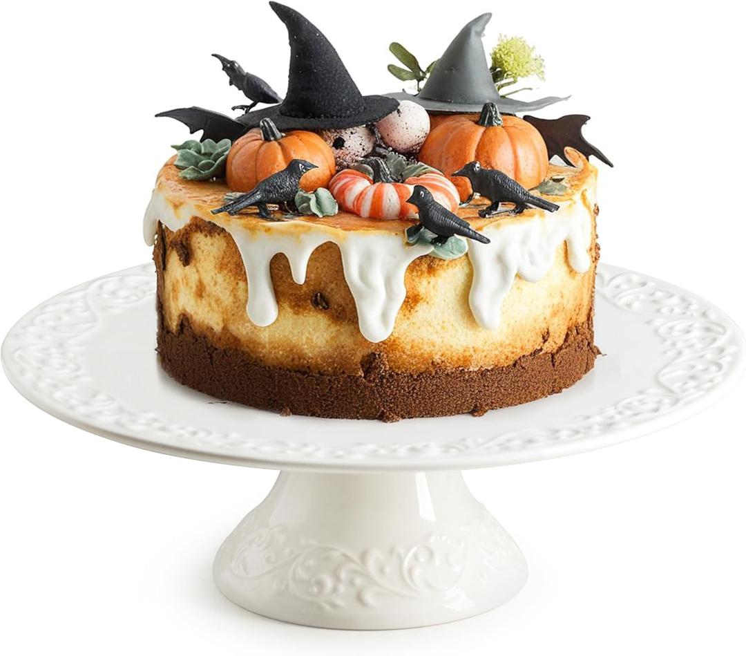 Wedding Cake Stand, White Cake Stand for Smaller Than 10 Inch Cakes, Christmas Porcelain Cake Plate for Party, Baby Shower, Birthday, Home Decorating Stand