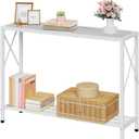 Tajsoon Console Table 41.8, 2-Tier Entryway Table Narrow Sofa Table with Shelves, Entrance Table with Stable X-Frame, for Entryway, Hallway, Living Room, Foyer, Corridor, Office, White