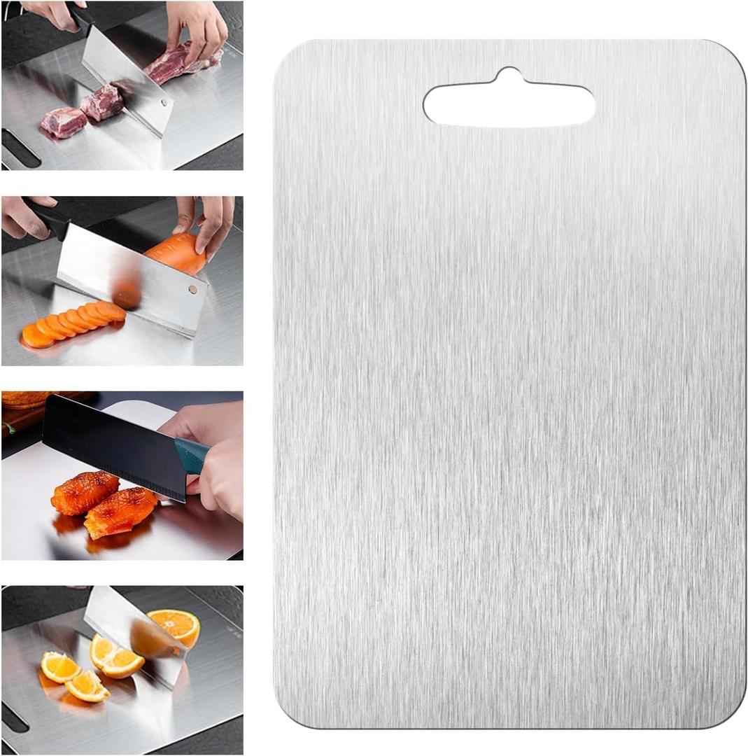 Titanium Cutting Board, 100% Pure Titanium Cutting Boards for Kitchen, Upgrade Hygiene & Durability Food-Grade Cutting Boards for Meat Fruit & Vegetable(18.1"L x 12"W)