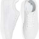 Men's White Low Top Sneaker Classic Casual Sneakers for Men Comfortable PU Leather Tennis Shoes Size 9.5 White