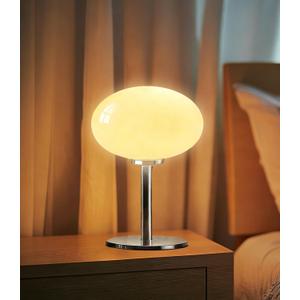 Glass Mushroom Lamp, Mid Century Dimmable Lamp 3 Color Temperatures Table Lamp for Bedroom Living Room Bedside Lamp, Cute Lamp Modern Small Lamp (8W, Beige)