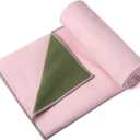 Eunzel Hot Yoga Towel, Reversible Two-Tone Non-Slip Yoga Mat Towel, Sweat Absorbent for Hot Yoga, Pilates and Workout, 72" x 26.5", Army Green& Pink
