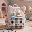 2 x (2 Pack) Clothes for LABUBU 17cm Doll (NO Dolls), Black Plaid Outfit & Hot Pink Plaid Dress, Stylish Dress and Hairpin Set, Fashion and Premium Dolls Outfit Accessories for LABUBU
