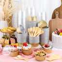 Hushee 300 Set Aluminum Foil Baking Cups with Lids and Spoons 5oz Disposable Ramekins Dessert Muffin Creme Brulee Cupcake Liners Containers for Wedding Birthday Party (Round, Gold)