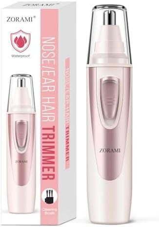 Ear and Nose Hair Trimmer Clipper - 2025 Professional Painless Eyebrow & Facial Hair Trimmer for Men Women, Battery-Operated Trimmer with IPX7 Waterproof, Dual Edge Blades for Easy Cleansing Rose Pink