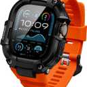 ULTIMAL Bands Case Compatible with Apple Watch Ultra 2/1 49mm for Men, Rugged Sports Band with Tough Shockproof Bumper Case, Heavy Duty Replacement Band (Black/Orange)