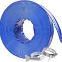 Poolvio Backwash Hose 1-1/2" x 50 ft, Blue Lay-Flat PVC Discharge Hose with 2 Stainless Steel Thumb Screw Clamps, Leak-Free for Swimming Pool Filter Cleaning, Flooded Area, Pond Draining