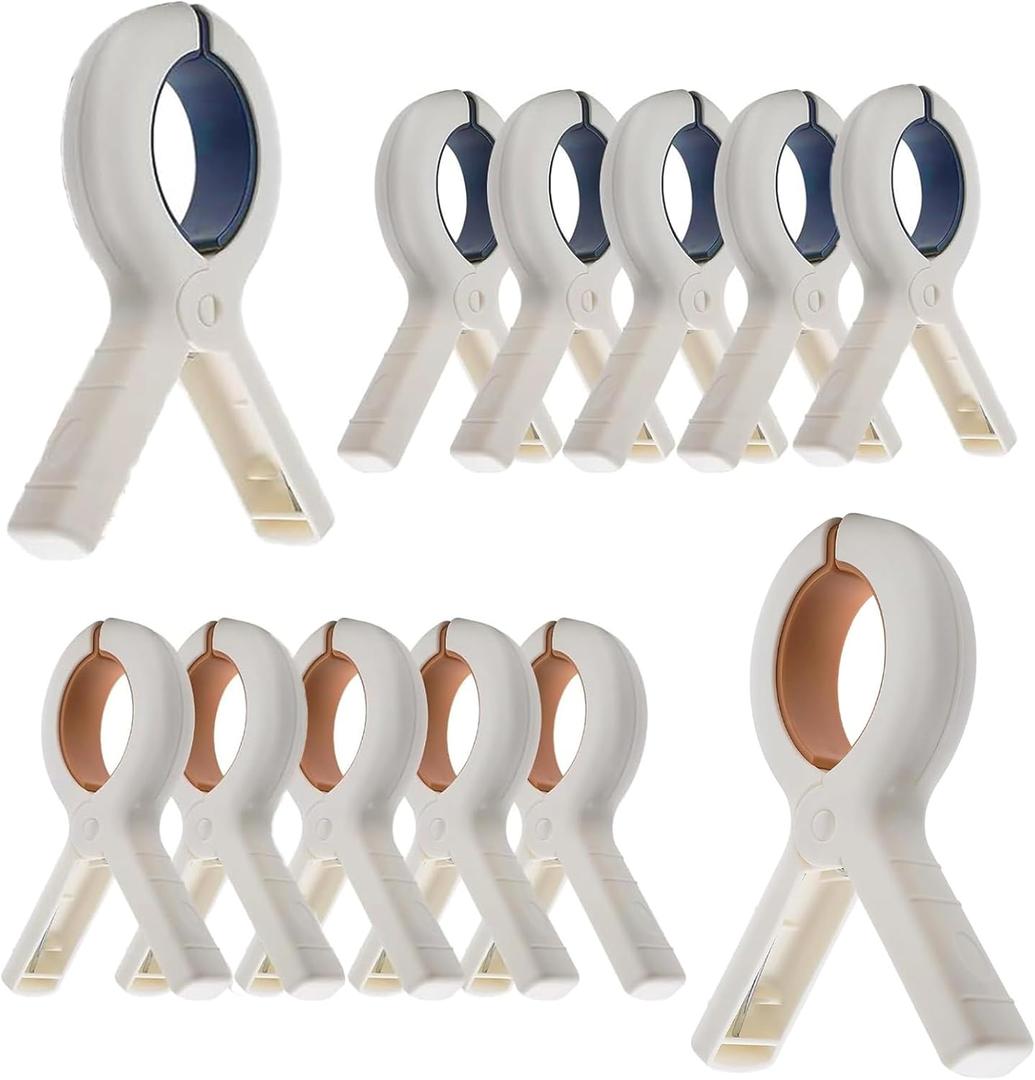 12 pcs Beach Towel Clips Solid Towel Clips Plastic for Pool Chairs Cruise Windproof Clothes Pins Clips Strong Grip for Outdoor Hold Towels Hat Clothes Tightly Smooth and Soft Closure