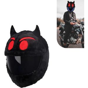 Full Face Motorcycle Helmet Cover, Scratch-Resistant Motorcycle Headgear Protective Cover, Funny Cute Cartoon Fluffy Plush Helmet Decoration, for Most Full Face Headgear (Red)