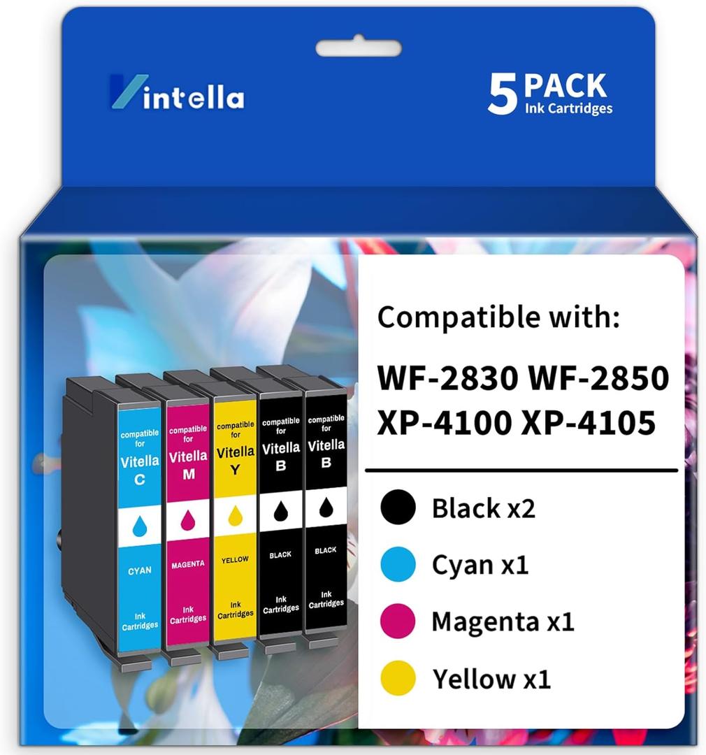 Remanufactured Ink Cartridge Replacement for Epson 212 212XL T212 T212XL Ink Cartridges Combo Pack for Expression Home XP-4100 XP-4105 Workforce WF-2830 WF-2850 Printer (5 Pack)