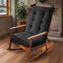 Rocking Chair Cushion Tufted Velvet Chair Cushion with Ties,Non-Slip Bottom Thick Cotton Chair Cushions Rocking Chair Pads Set of 2 Indoor Outdoor Patio Chair Cushions (Black)