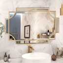 Gold Bathroom Mirror for Wall, 30"x40" Rectangle Vanity Mirror, Polished Beveled Modern Decorative Mirror for Entryway, Living Room, Bedroom (Horizontal/Vertical)