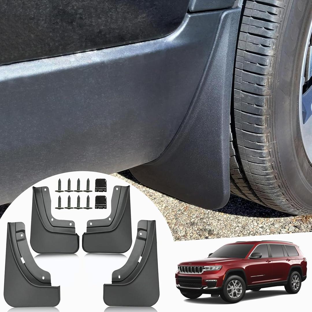 Mud Flaps for Jeep Grand Cherokee L 2025 2024 2023 2022 2021 - No Drilling Required All Weather Front & Rear Splash Guards Exterior Accessories for Jeep Grand Cherokee L 3-Row (4PCS)