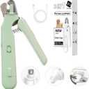 2-in-1 Dog Nail Grinder & Dog Nail Clippers Trimmers for Large Medium Small Dogs Cats Pets Claw Trimmer with LED Lights (Green)