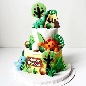 JeVenis Luxury Little Dinosaur Cake Decorations Dinosaur Cupcake Topper Green Rex Three Dino Cake Toppers for Birthday Baby Shower Party Supplies (Ball)