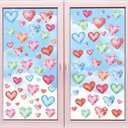 2 Sheet Valentine's Day Wall Decals Love Heart Wall Stickers Valentines Window Clings Pink Heart Tree Home Bedroom Decor Decals Peel and Stick for Valentines Wedding Anniversary Party Supply