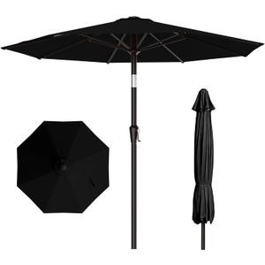 AreShark 10 FT Outdoor Patio Umbrella, Patio Table Umbrella with Push Button Tilt and Crank, Outdoor Patio Umbrellas with 8 Fiberglass Ribs, Patio Umbrellas for Market, Garden, Pool (Black)