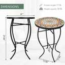 VCUTEKA Mosaic Outdoor Side Table - Small Patio Table Coffee Outside Accent Tables Round End Plant Tables for Bistro Balcony Porch Outdoor Benches 14'' Multi Yellow, 14 inches x 14 inches x 21.85 inches