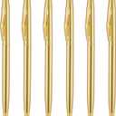 Wikult 6 Pieces Golden Slim Metal Ballpoint Pen, 1mm Medium Point Black Ink Smooth Writing, for Business Office Teacher Student Wedding Guest