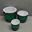 3 Pcs Self Watering Pots for Indoor Plants Planters with Drainage Holes 8.3" 6.5" 4.5" Flower Pots Durable Plastic with Wick Rope and Reservoir Emerald Green Clear for Herbs African Violet