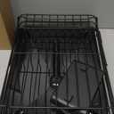 Sakugi Extendable Dish Drying Rack Over Sink with Dish Drainer, Sink Organization and Storage Essentials with Silverware & Utensil Holder, Home and Apartment Decor, 12" W x 16.1~23" L, Black