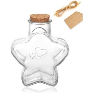 WHJY 29oz Star Shaped Glass Jar with Cork Lid for Home Decor and DIY Craft (large)
