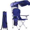 CozyBox Portable Folding Camping Chairs with Canopy Shade, Beach Chair for Adults, Durable Weather Resistant 600D Oxford Cloth, Camping Chair with Canopy for Outdoors [Navy] (Upgraded -Navy Blue)