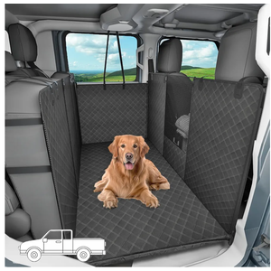 LEHNI Dog Floor Hammock for Full Size Crew Cab Trucks with Fold Up Seats,Truck Back Seat Cover for Dogs with Door Protection Suitable for Ford/GMC/Chevrolet/Toyota Full Size Trucks