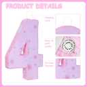 Pink Number 4 Piata with Pinata Stick & Blindfold for Kids Girls Boys 4th Birthday Party Decorations Carnival Games with Hair Claw Clip Gift (Number 4)