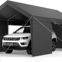 VEVOR 12x20 FT Heavy Duty Carport, Portable Car Canopy with Removable Sidewalls and Door, Outdoor Car Shelter, UV-Resistant, Water-Resistant, All-Season Car Shelter for Cars, Boats, and Equipment (Gray)