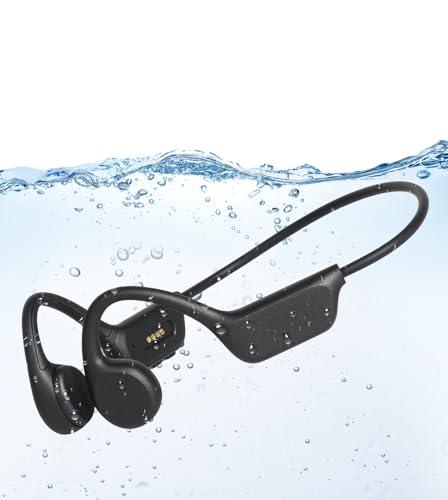 Miulloeib Swimming Headphones, IPX8 Waterproof Bone Conduction Headphones, 32G Memory Sports Headphone, Open Ear Bluetooth 5.4 Underwater Headphone for Running, Cycling
