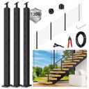 36" Modular 8-12FT Black T304 Stair Cable Railing Post Kit, Cable Railing System with 3 Stair Posts, 134ft 1/8" Wire Rope(No Handrail), Adjustable Length Easy DIY for 28-38 Stairway