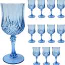 Plastic 12Pcs Blue Wine GlassesCordial Goblet Glasses Can be Used for Weddings (Blue, 12Pcs)