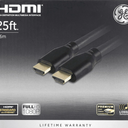GE 25ft 4K HDMI 2.0 Cable with Ethernet, Gold-Plated Connectors, Black, 48723, New